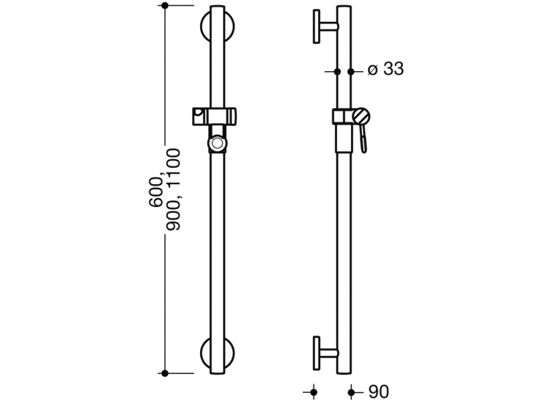 950.33.10054 Душевая штанга теплое прикосновение HEWI Greifen  - Вид №2