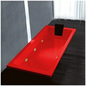Ванна Gruppo treesse Quadra 170 V072B-DX-KZ красная с золотой фурнитурой гидромассажем и дезинфекцией прямоугольная встроенная правая
