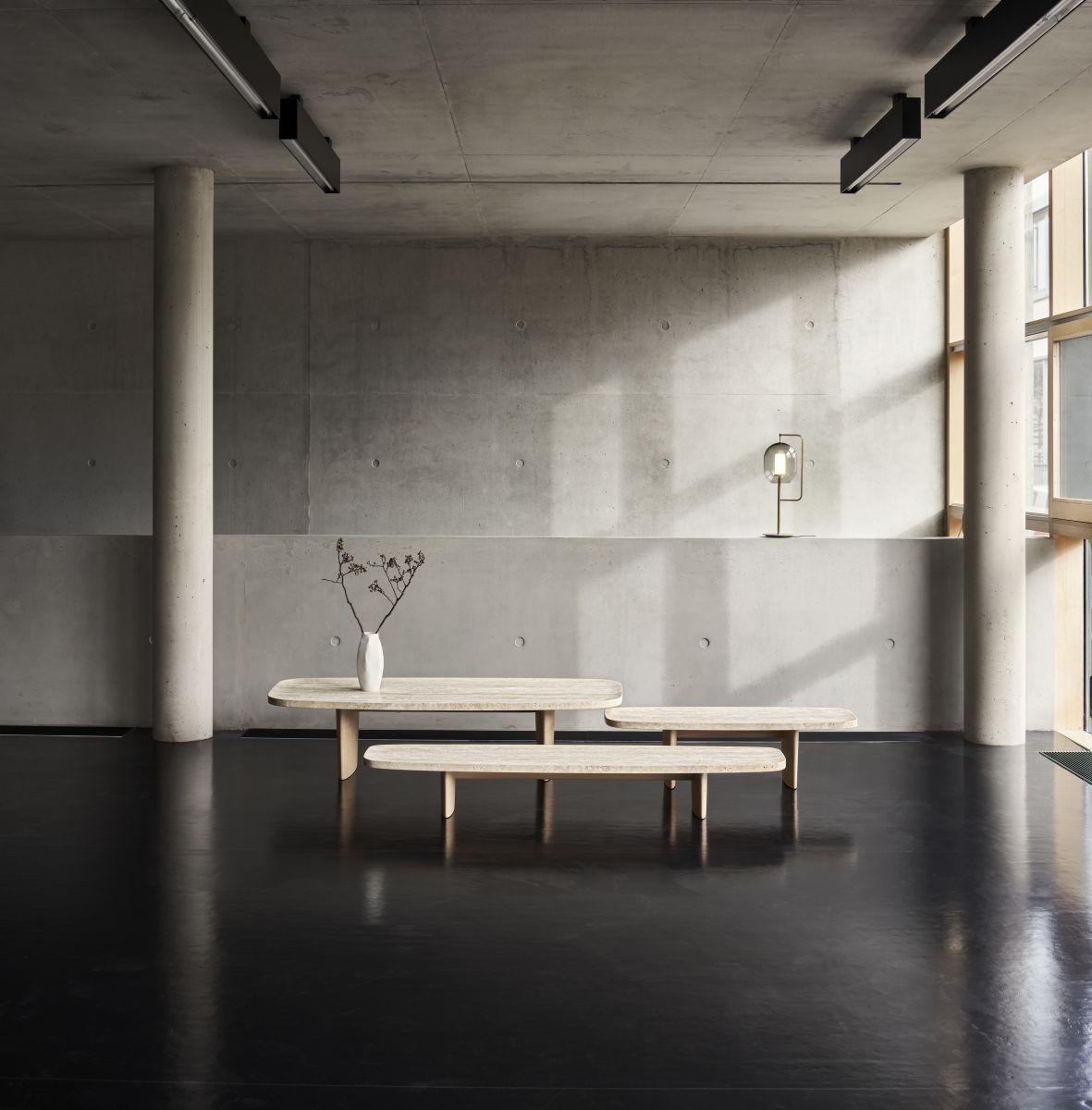 Прямоугольный журнальный столик из травертина и дерева Classicon Matéria ARCH-00084420 - Вид №4