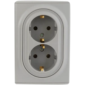 Розетка двойная встраиваемая Onekey Florence с заземлением, цвет серый