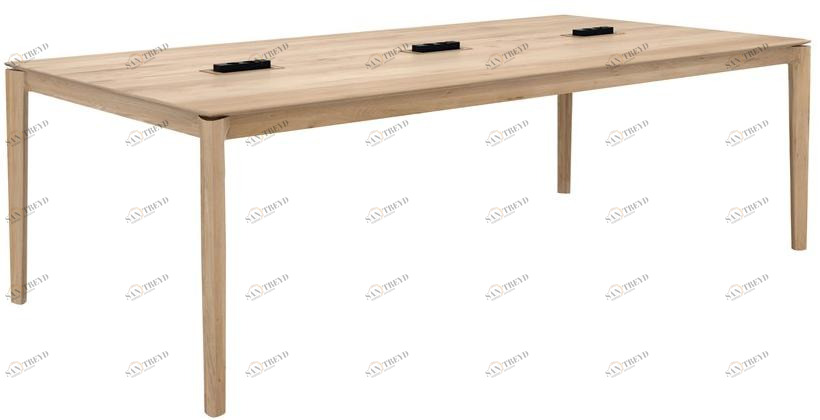 Ethnicraft Стол для совещаний из дуба прямоугольной формы с розеткой Oak bok 51513/51514