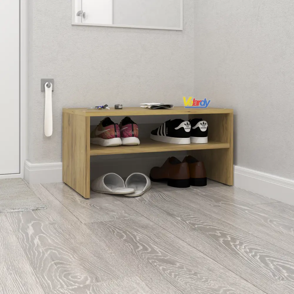 91588102 Шкаф для обуви Velardy Home Place 60x30x35 см 2 полки ЛДСП цвет дуб крафт золотой STLM-1099975