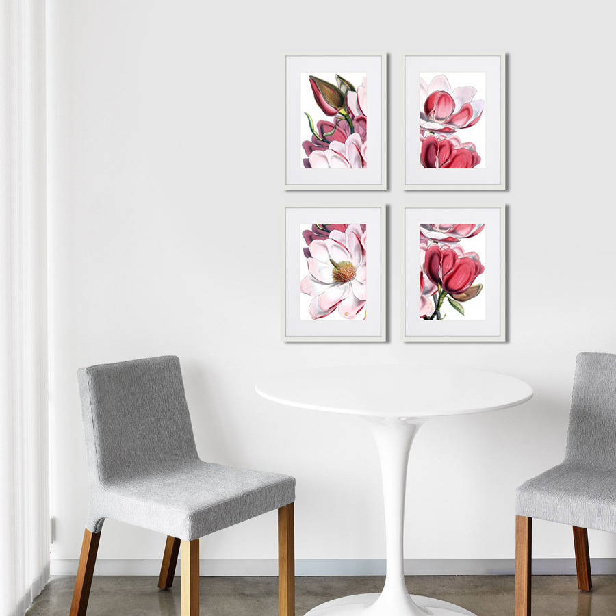 Картина в раме 42х32 см Himalaya Plants Pink-Flower on white I, 1869г. КАРТИНЫ В КВАРТИРУ  264651 Зеленый;розовый;разноцветный  - Вид №2