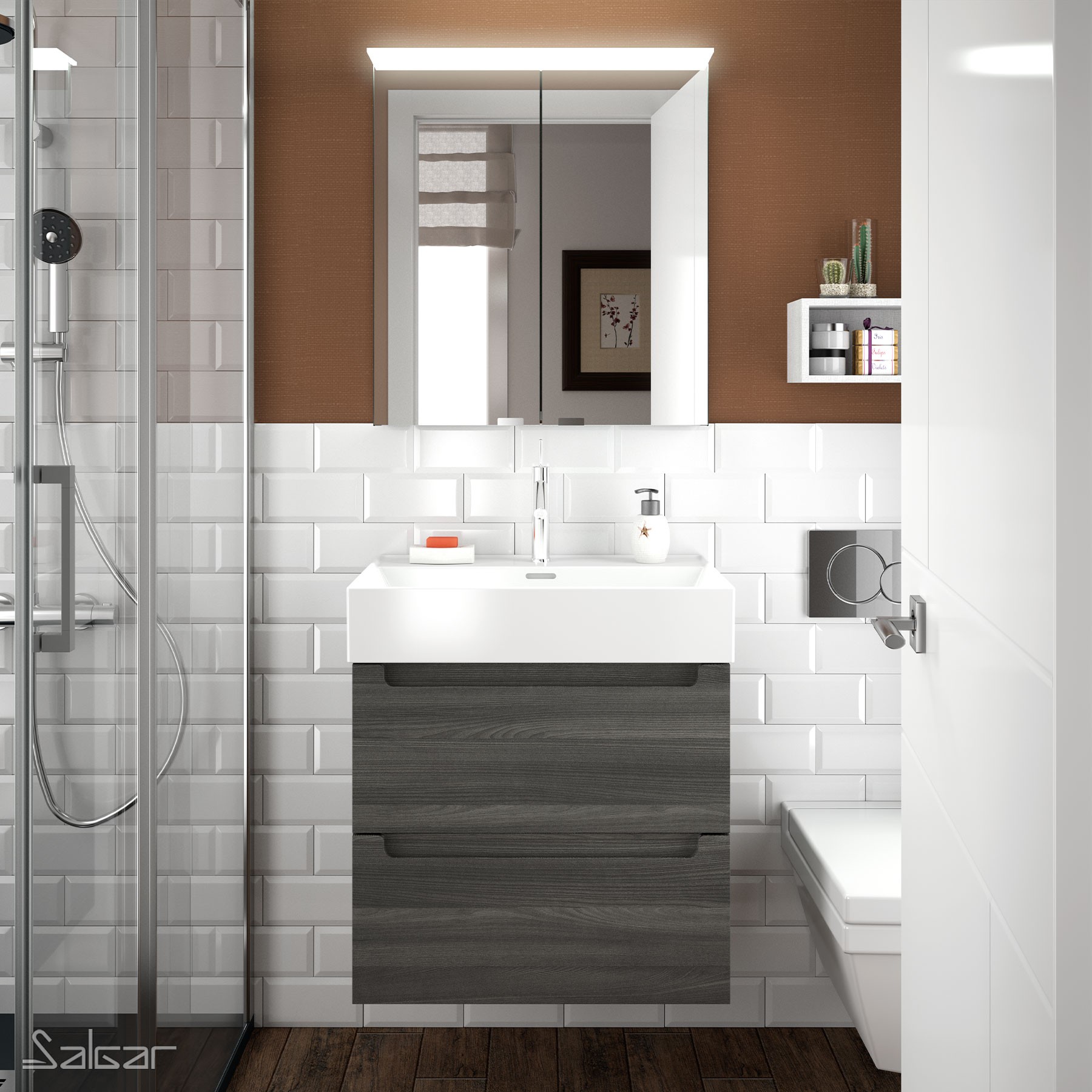 23400 SALGAR Раковина VENETO 610 1 раковина БЕЛЫЙ ФАРФОР 610 x 120 x 460 мм - Вид №3