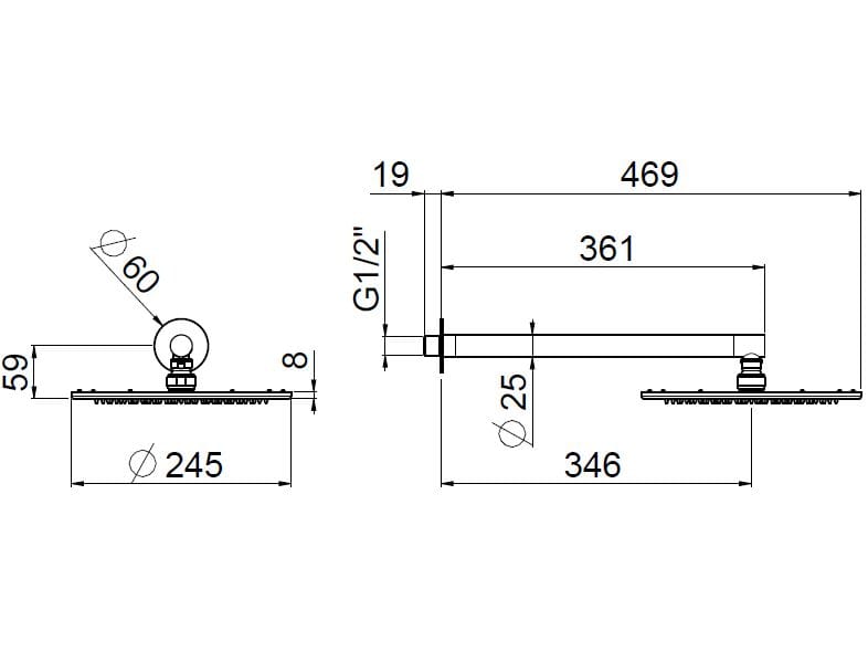 Душевая головка из нержавеющей стали с кронштейном CARIMALI Navis ARCH-00108365 - Вид №2