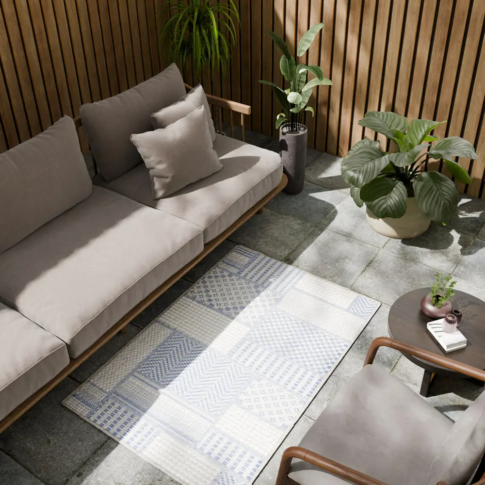 Циновка Дели 80x120 см полипропилен 84307_53111 цвет синий ROYALTAFT STLM-2075104