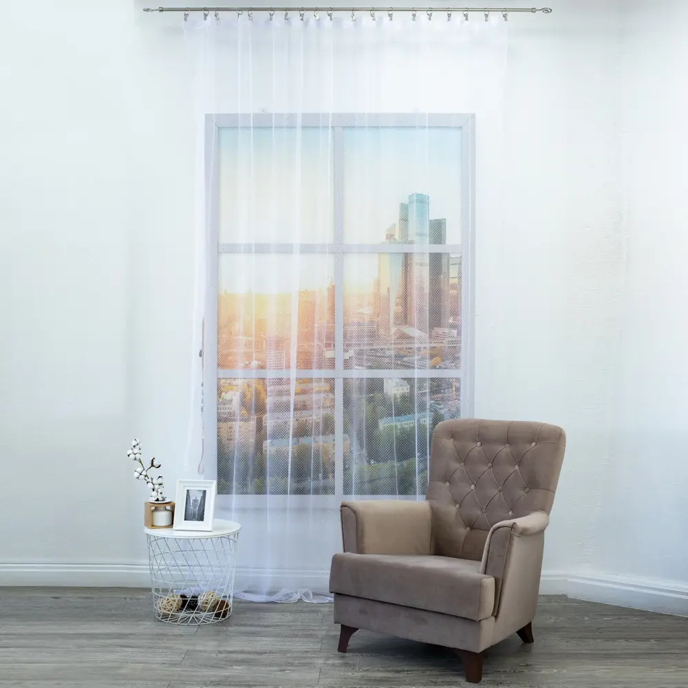 Тюль на ленте «Сетка Zigzag» 250x260 см цвет белый 82731582 STLM-2125674 AMORE MIO  - Вид №6