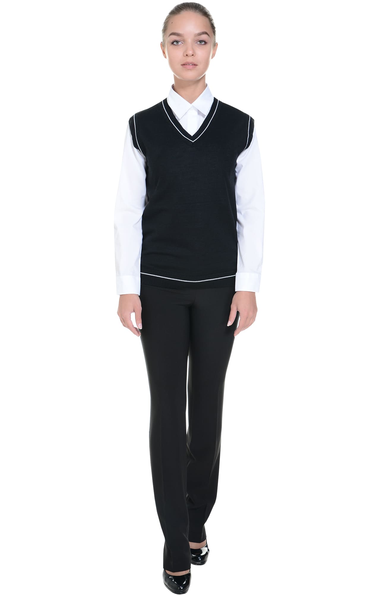 62515 Жилет трикотажный женский черный  Одежда для официантов  размер 40-42 Спецодежда  - Вид №3