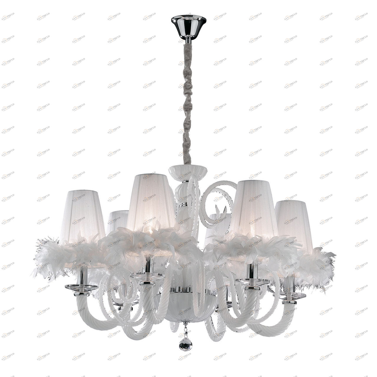 Люстра дизайнерская Spokenlanguage хром белая Cabaret SP6 IDEAL LUX ДИЗАЙНЕРСКИЕ, CABARET 057274 Белый 