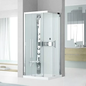 Душевая кабина 90x90 GLAX 3 A90 HYDROMASSAGE Novellini GLAX 3 с высоким душевым поддоном и серебристым профилем