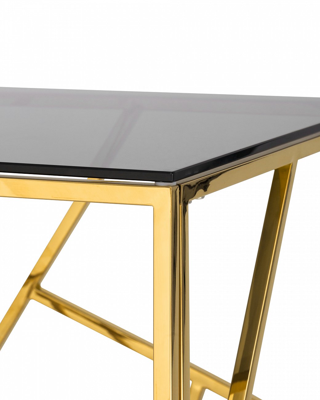 Журнальный столик стеклянный дымчатый с основанием золото 55х55 см "Арт Деко" STOOL GROUP  00-3881903 Золото  - Вид №3