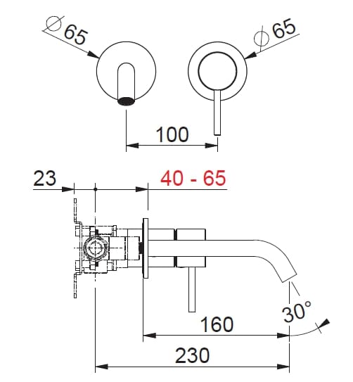 Настенный смеситель для раковины из нержавеющей стали с 2 отверстиями BEAMTECH Level ARCH-00023099 - Вид №5