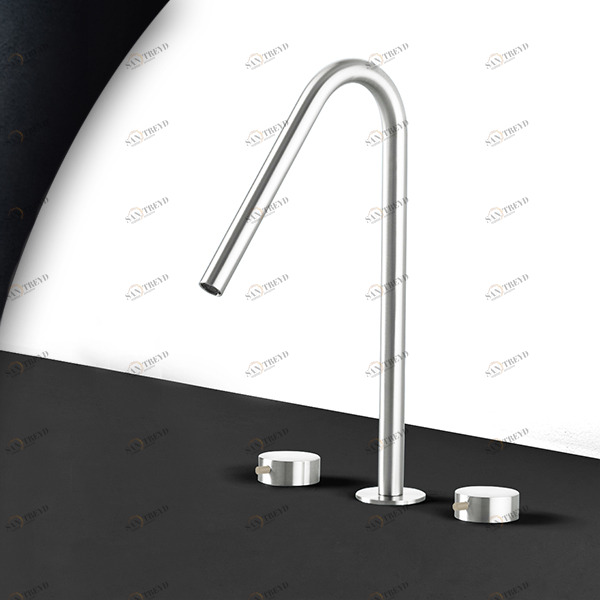 Смеситель для раковины сталь глянцевая с бежевой ручкой Toki Radomonte TKI24LCIL38