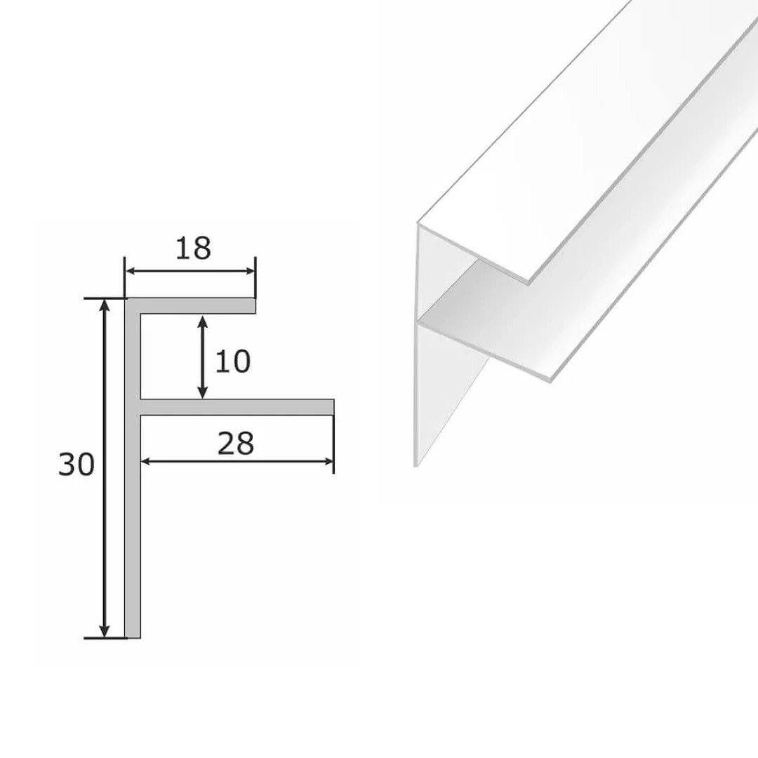 Профиль F-образный широкий 55мм для ПВХ панелей 10мм STELLA (50) STSR-504