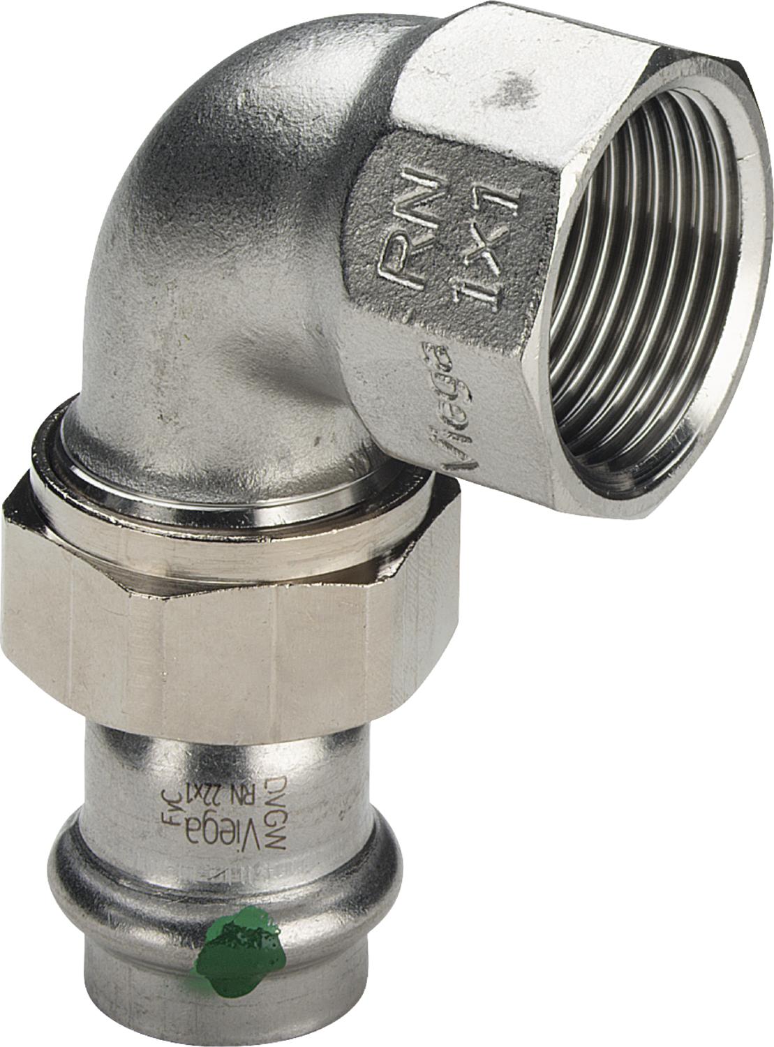 Viega Соединительный элемент резьбовой разъемный 90° Sanpress Inox 2355 (437305) 437 305