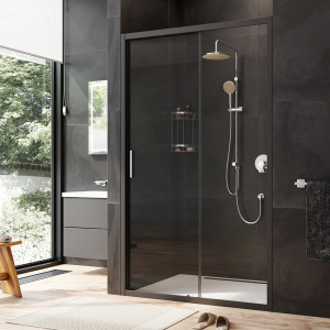 W90G-120-1-195BT Solo Дверь душевая 120х195 стекло прозрачное профиль черный матовый AM.PM Gem