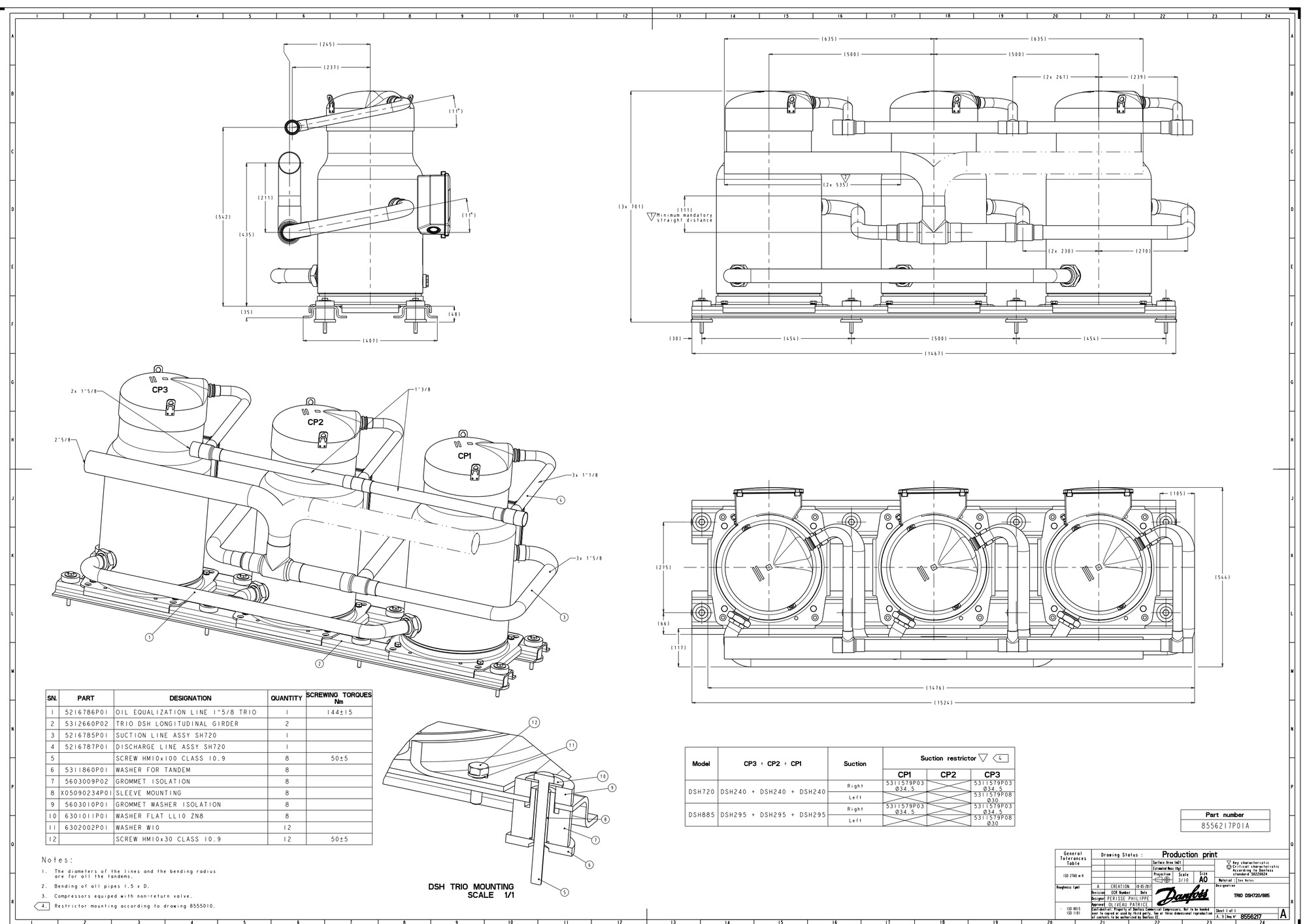 Danfoss DSH — Герметичные спиральные компрессоры, R410A DSH140A4ALC Компрессор спиральный 120H1206  - Вид №10