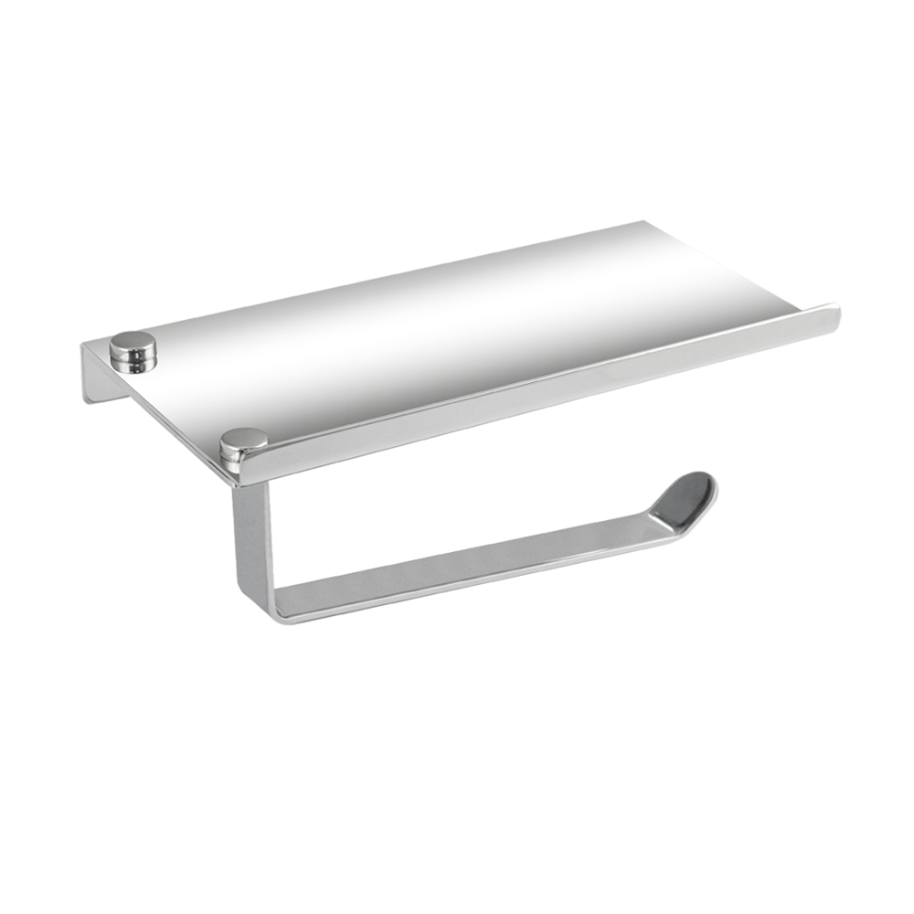 GFmark - Держатель туалетной бумаги из нержавеющей стали, антивандальный, с полочкой, код: 79905 