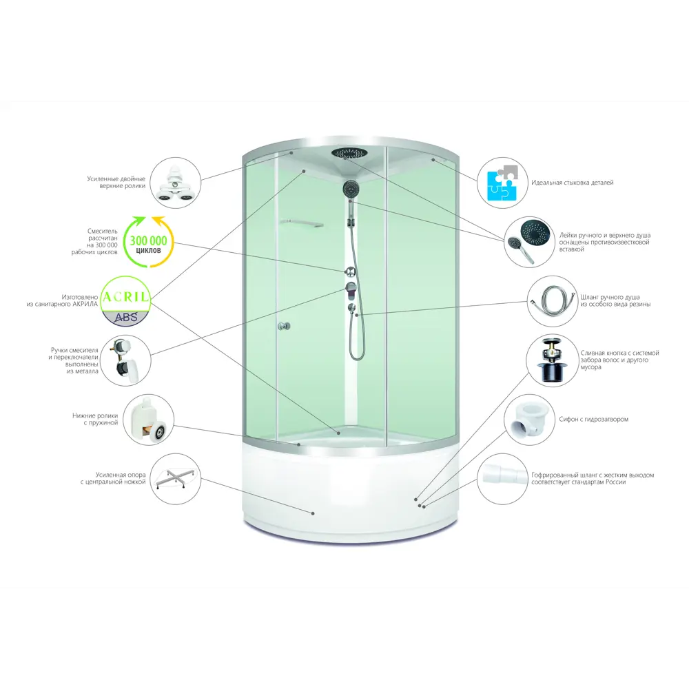 DOMANI-SPA Simple — угловая душевая кабина с гидромассажем 90×90 см 87210060 STLM-0984821 - Вид №1