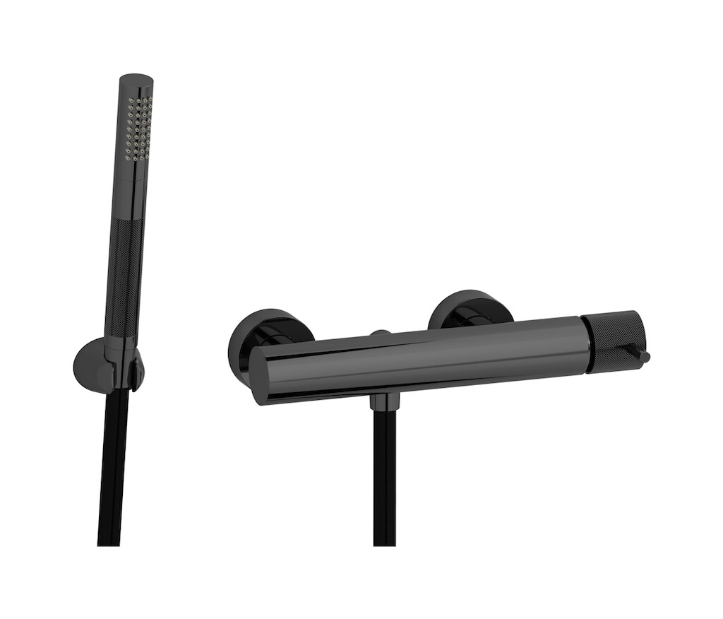 Встроенный смеситель для душа в комплекте с душевым гарнитуром. WE ARE IB id350cf Black Chrome Industria