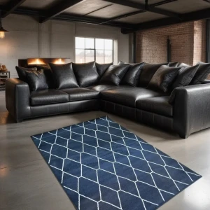 91608178 Ковер Ambiance 81228 Navy-White прямой 160x230 см полиэстер STLM-1071736
