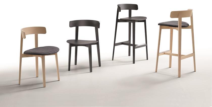 Midj Высокий табурет из ткани со встроенной подушкой со спинкой Maya sun-id-1494837 - Вид №1