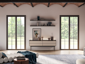 Алюминиевая створчатая дверь-окно