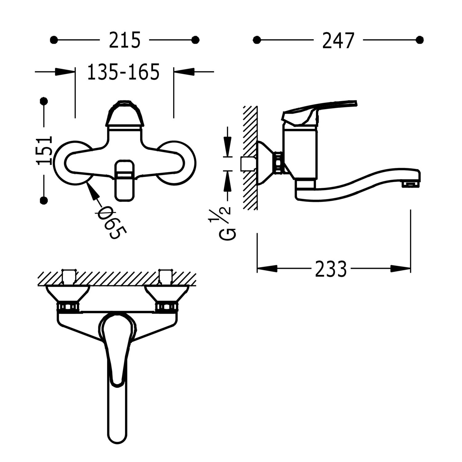 Кухонный настенный смеситель с одной ручкой для кухни-17041802 TRES Kitchen - Вид №1