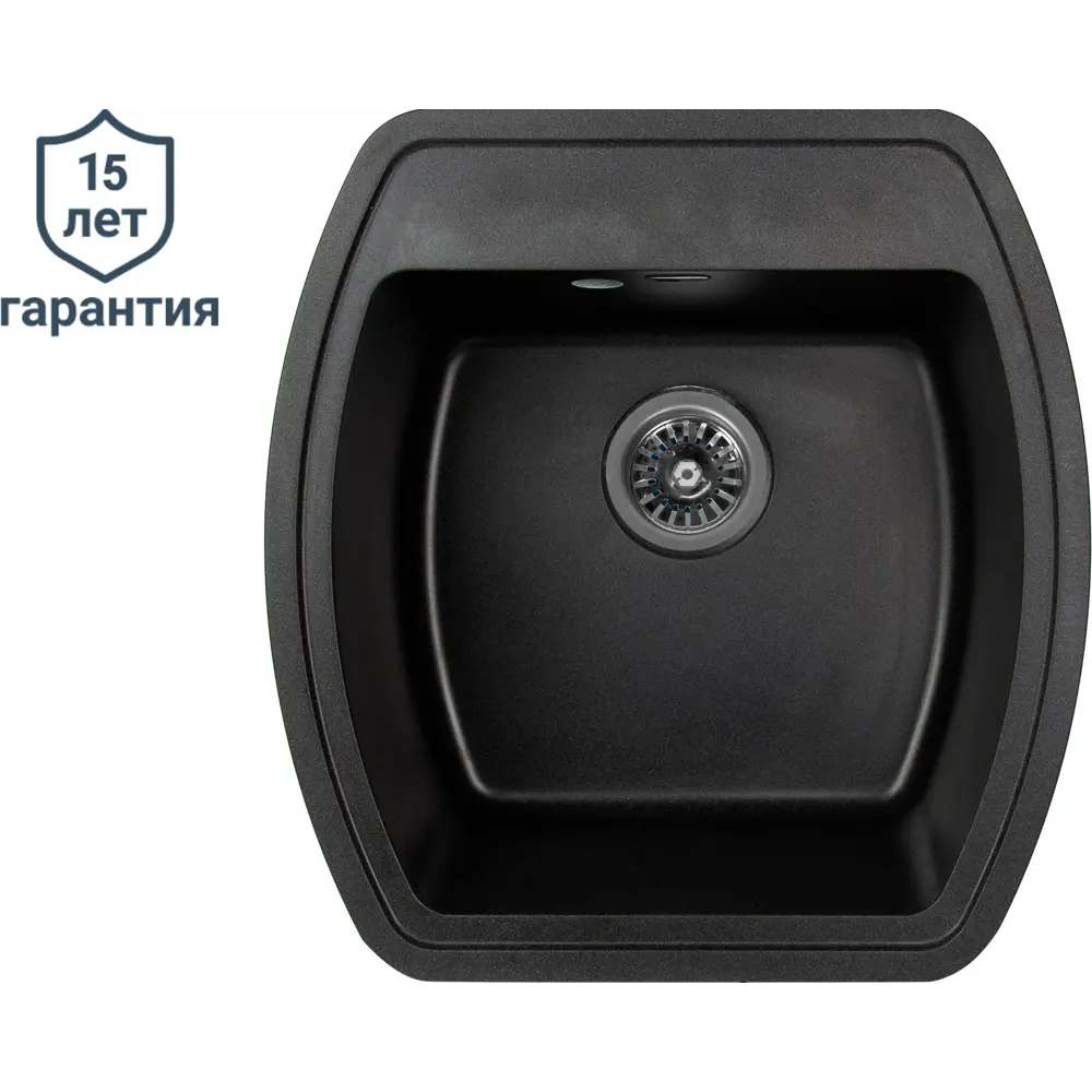 Кухонная мойка DELINIA кварцевая черная 48×51 см с комплектом арматуры 82502610 STLM-0028822 - Вид №1