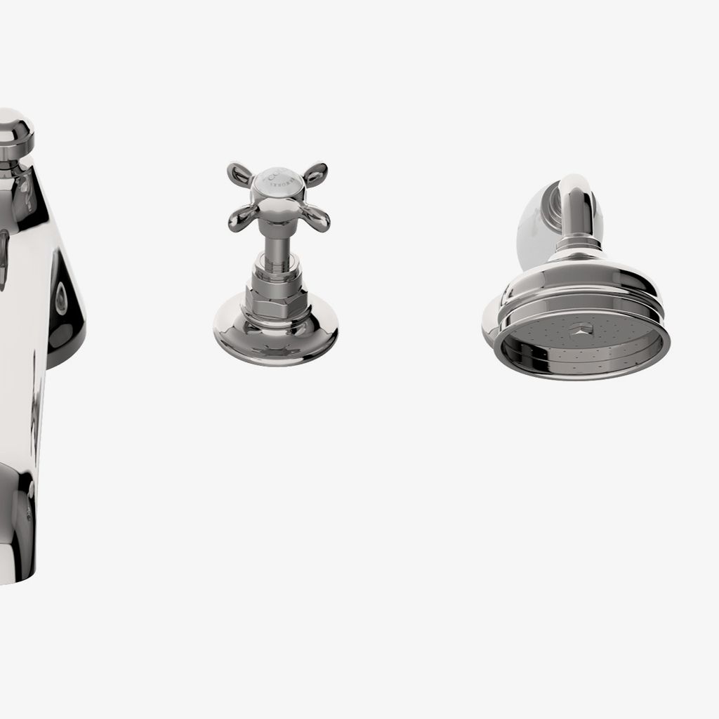 EATF11 Низкопрофильный скрытый наполнитель для ванн Easton Vintage с ручным душем и металлическими поперечными ручками Waterworks  - Вид №1