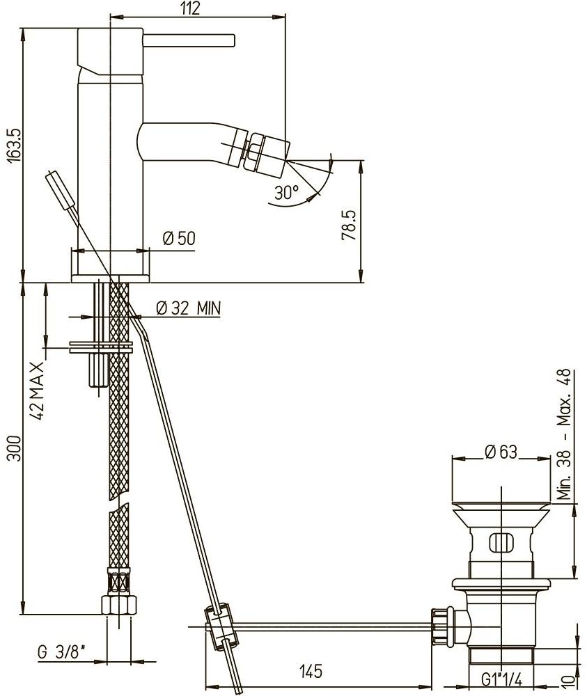 Paini Cox 78CR306 смеситель для биде  - Вид №2