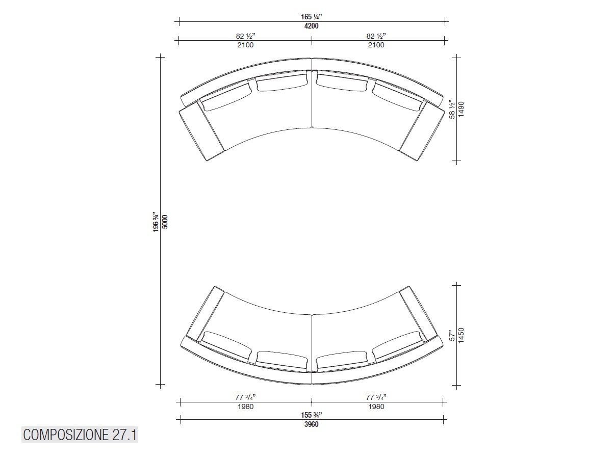 Угловой диван из ткани с полуостровом Lema Venise ARCH-00125173 - Вид №48