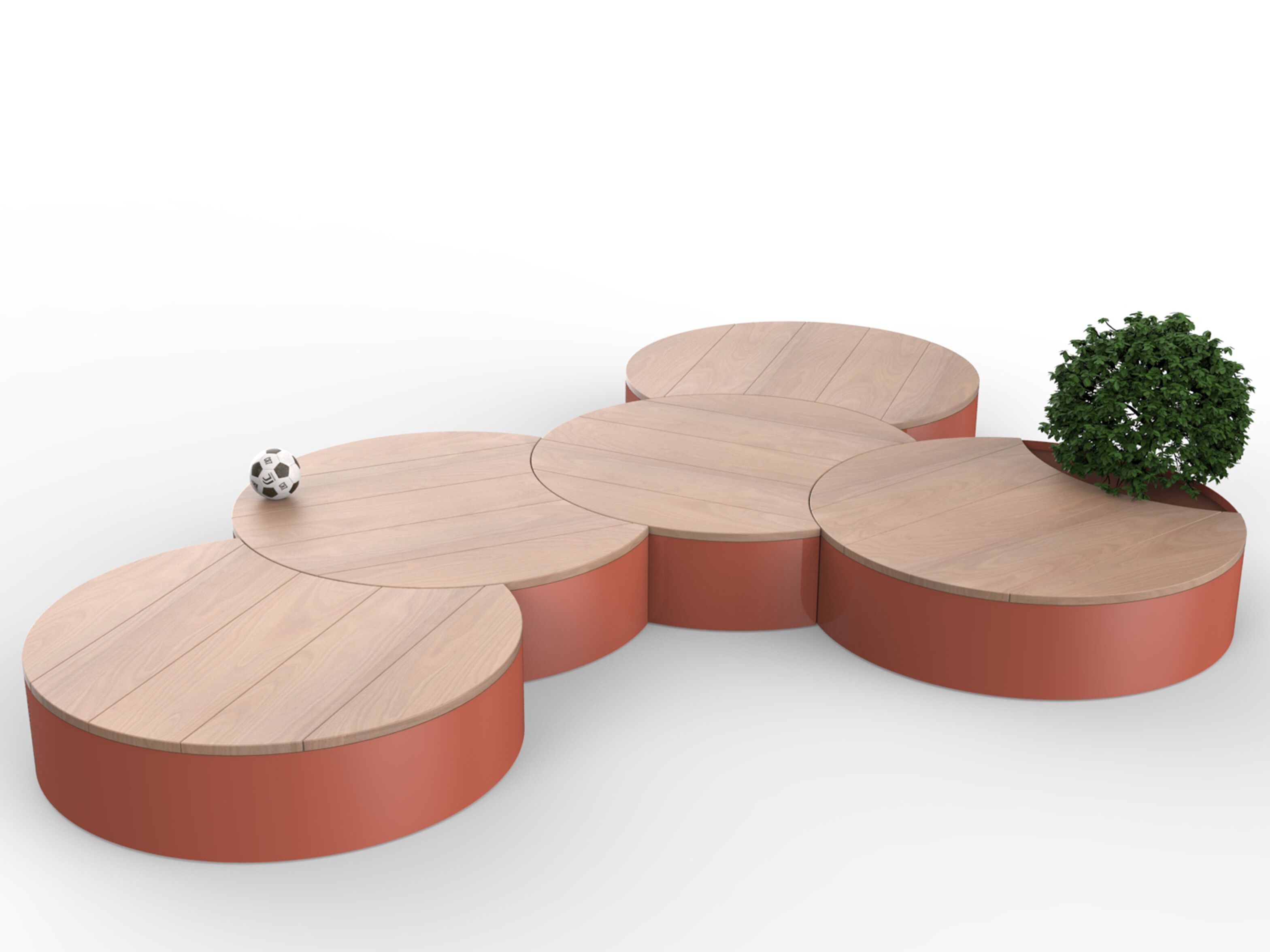 Секционная круглая скамейка из стали и дерева со встроенной плантатором CITYSì CIRCUS ARCH-00096184