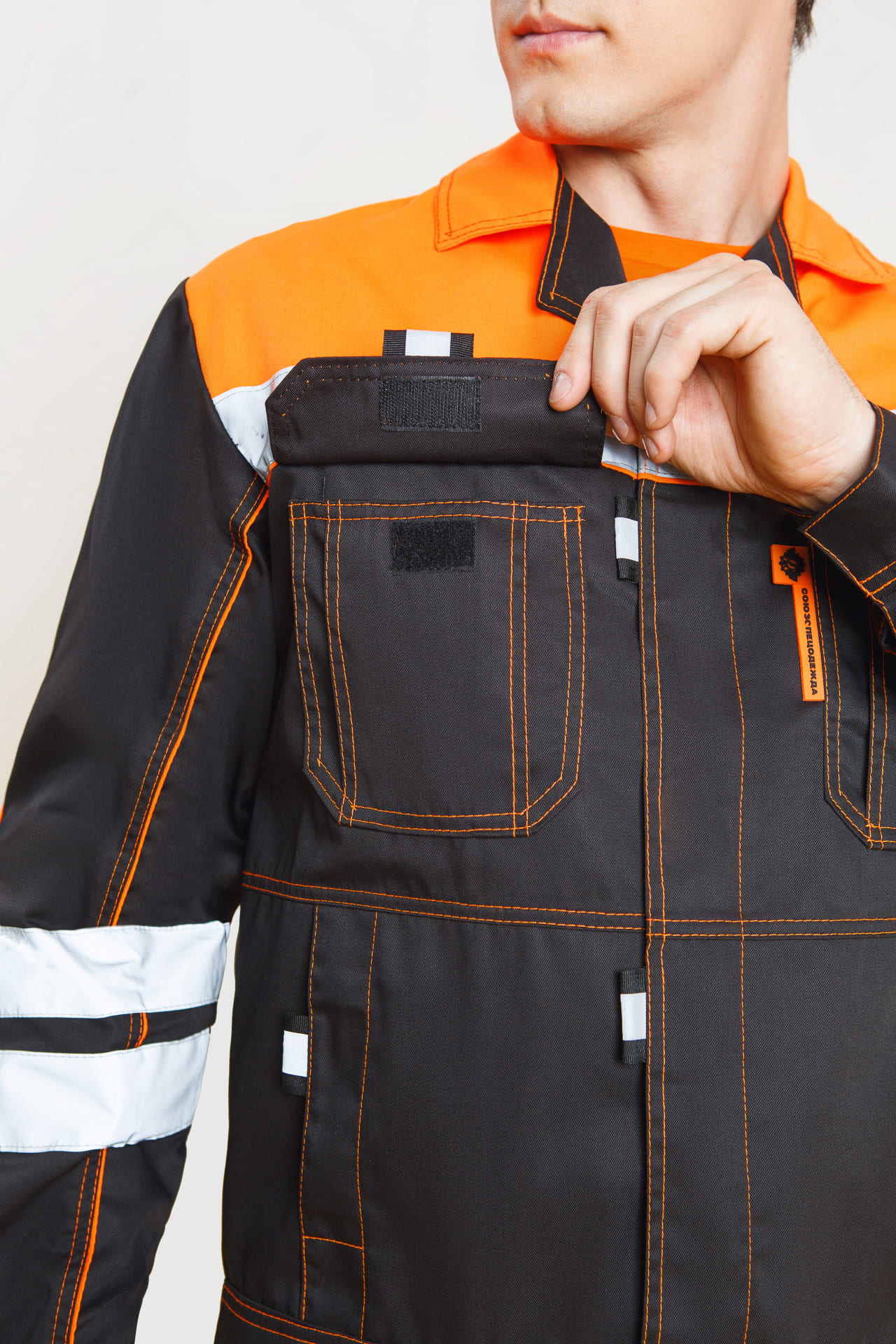 61843 Костюм "Профессионал-2" с СВП черно-оранжевый  Летняя спецодежда  размер 52-54/170-176  - Вид №18