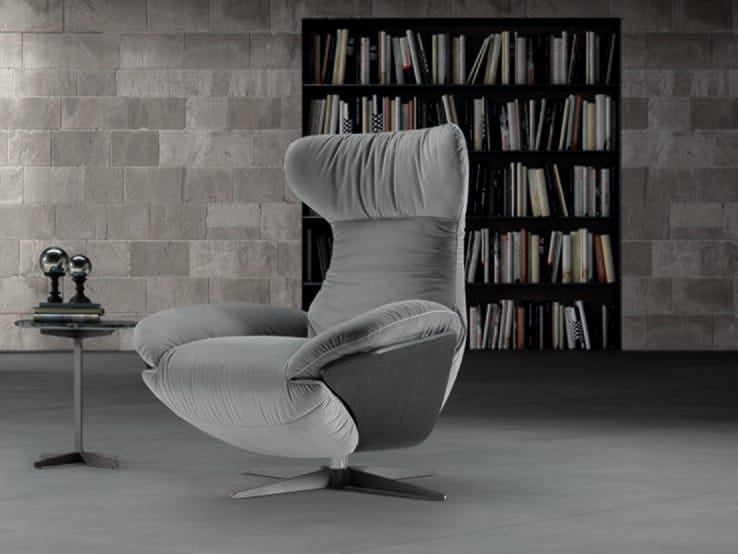 Кожаное вращающееся кресло с подставкой для ног Natuzzi Italia ILIA ARCH-00045700 - Вид №4