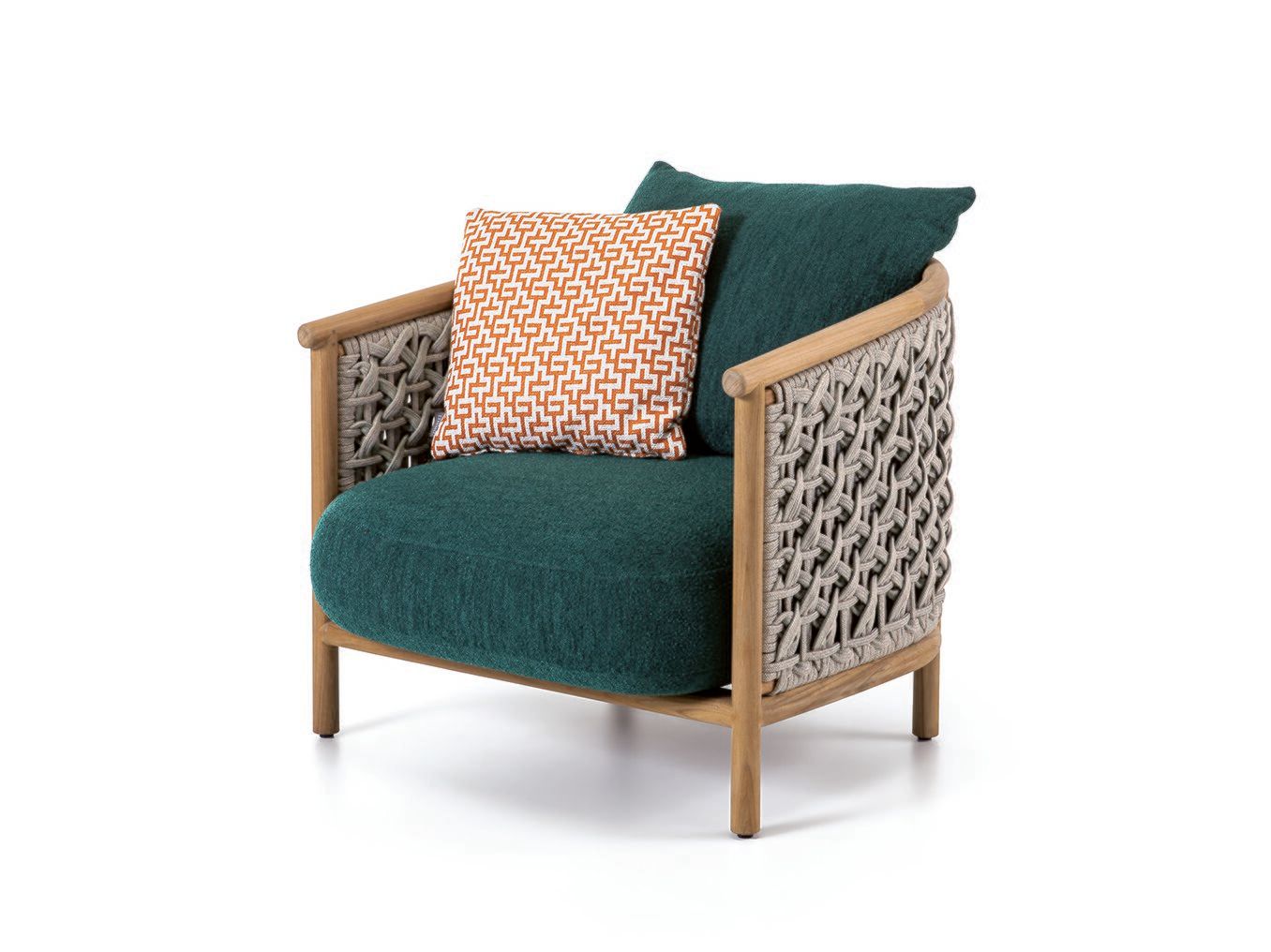 Плетеный ТИК и веревочный садовый стул с подлокотниками Ethimo патио ARCH-00101467 - Вид №1