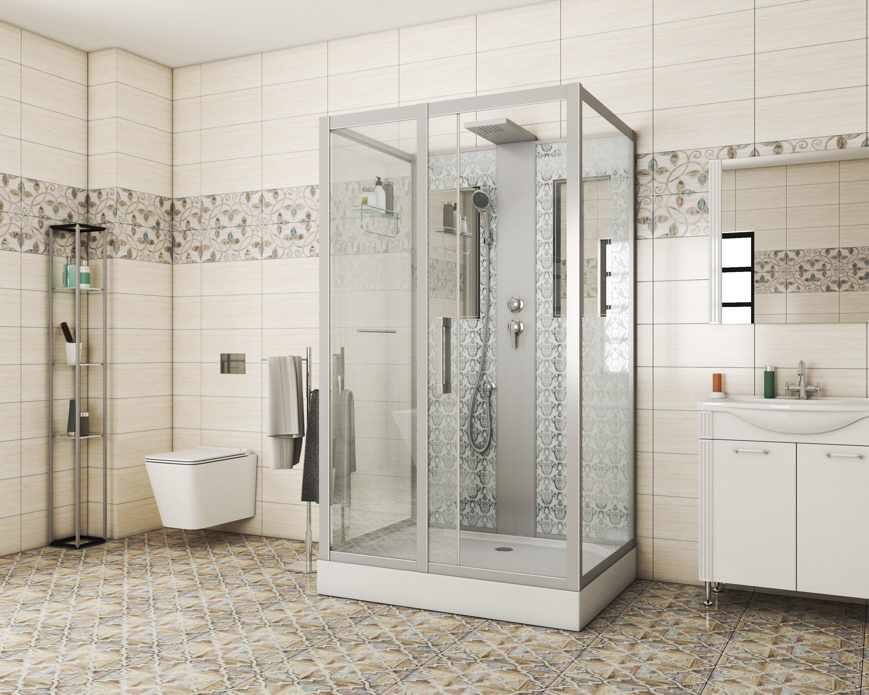 Душевая кабина NG-7711WBK (900x1200х2100) низкий поддон стенки БЕЛЫЕ БЕЗ КРЫШИ 5 мест Niagara Luxe - Вид №1