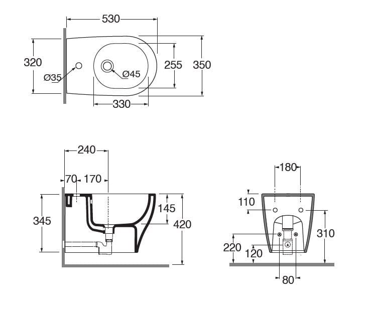 Керамическое подвесное биде Azzurra Ceramica практичный ARCH-00095642 - Вид №2
