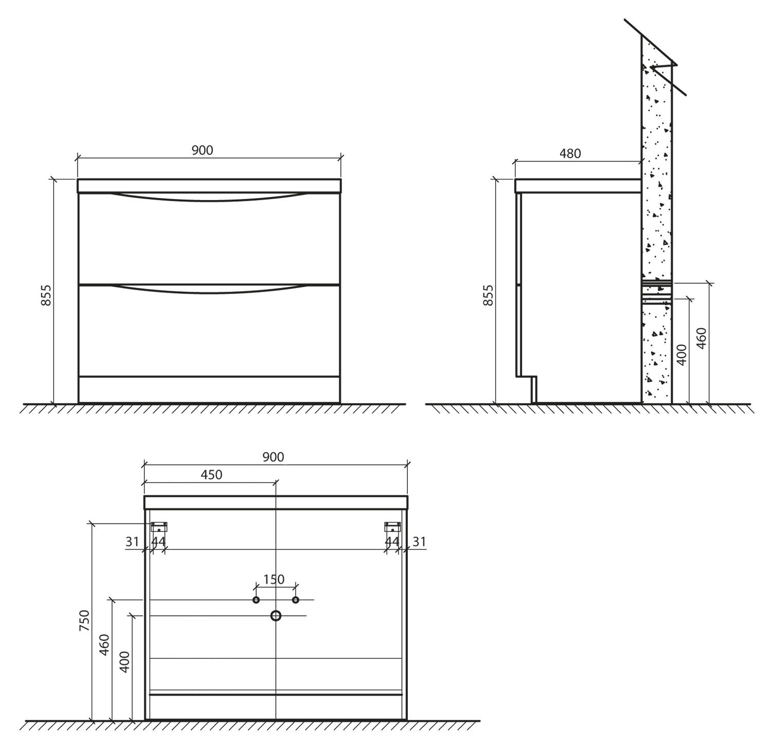 Мебель для ванной BelBagno ANCONA-N-900-2C-PIA-RW  - Вид №2