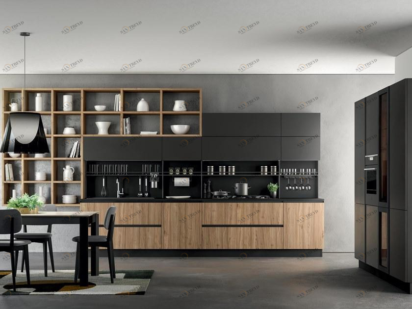 Febal Casa Современная кухня из лакированного дерева со встроенными ручками sun-id-1467041