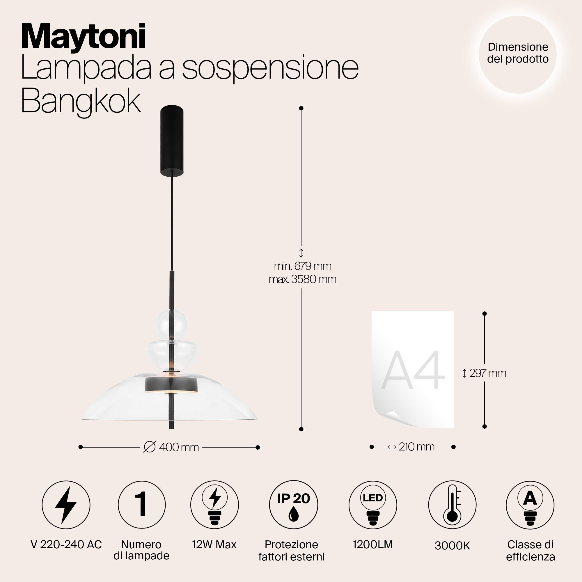 Стеклянный светодиодный подвесной светильник Maytoni BANGKOK ARCH-00053517 - Вид №4