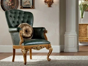 Modenese Gastone Мягкое кожаное кресло с подлокотниками Casanova