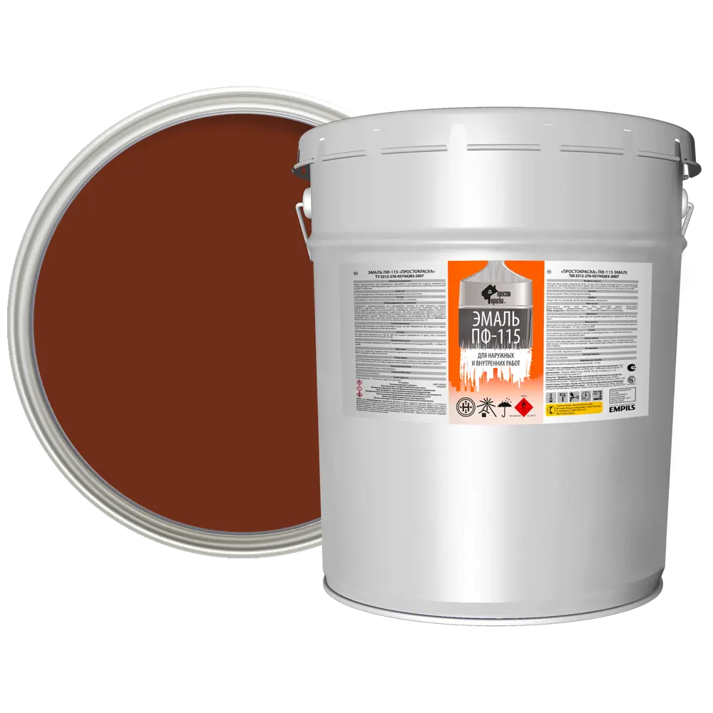 Эмаль Простокраска ПФ-115 полуматовая цвет коричневый 20 кг STLM-2030717