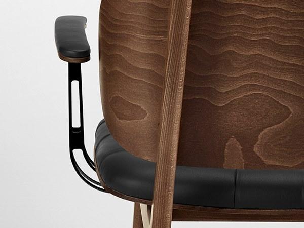 JMS Стеганое кожаное кресло с подлокотниками с высокой спинкой Chloe M936 wuu b cr - Вид №2