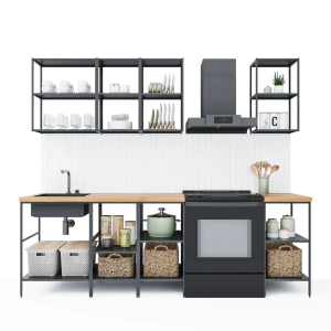 Кухонный гарнитур 180x60 см Вельга цвет черный 89443061 STLM-2037019