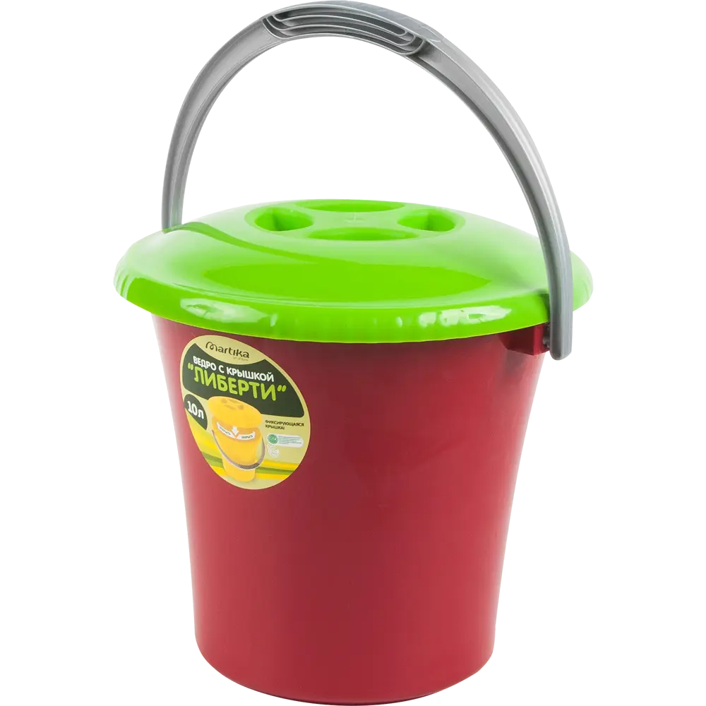 Ведро с крышкой вишневое 10 л MARTIKA STLM-2156502 - Вид №1