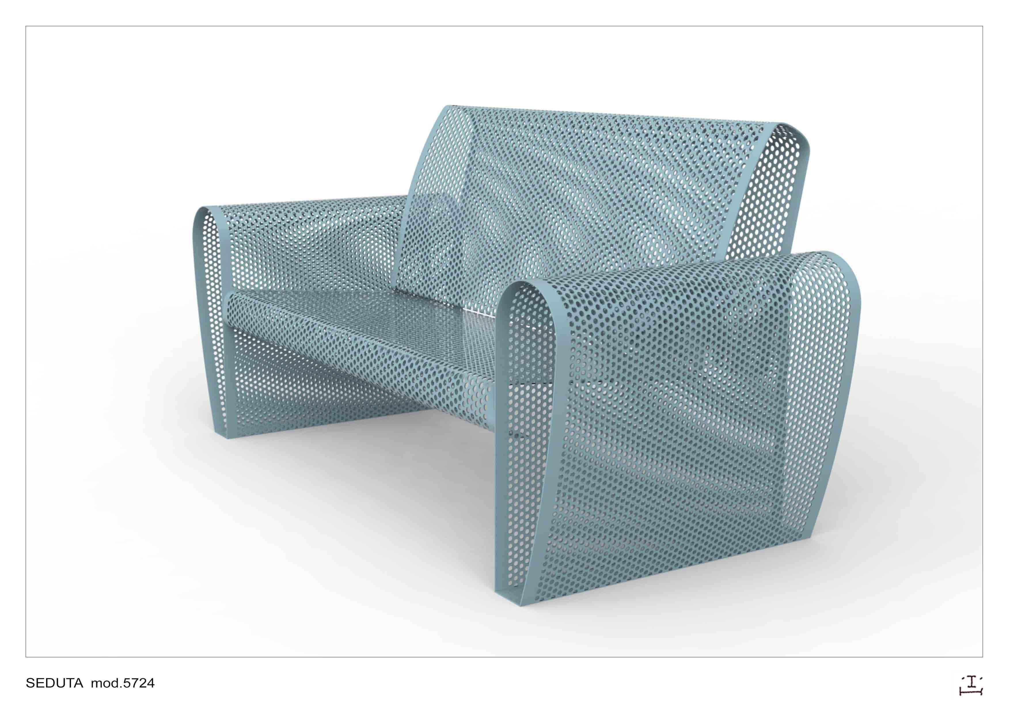 Оцинкованная стальная скамья со спинкой и подлокотниками CITYSì тщеславие ARCH-00007034