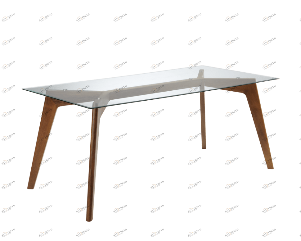 Обеденный стол стеклянный с деревянными ножками 180 см Perent ICON DESIGNE  178135 Прозрачный 