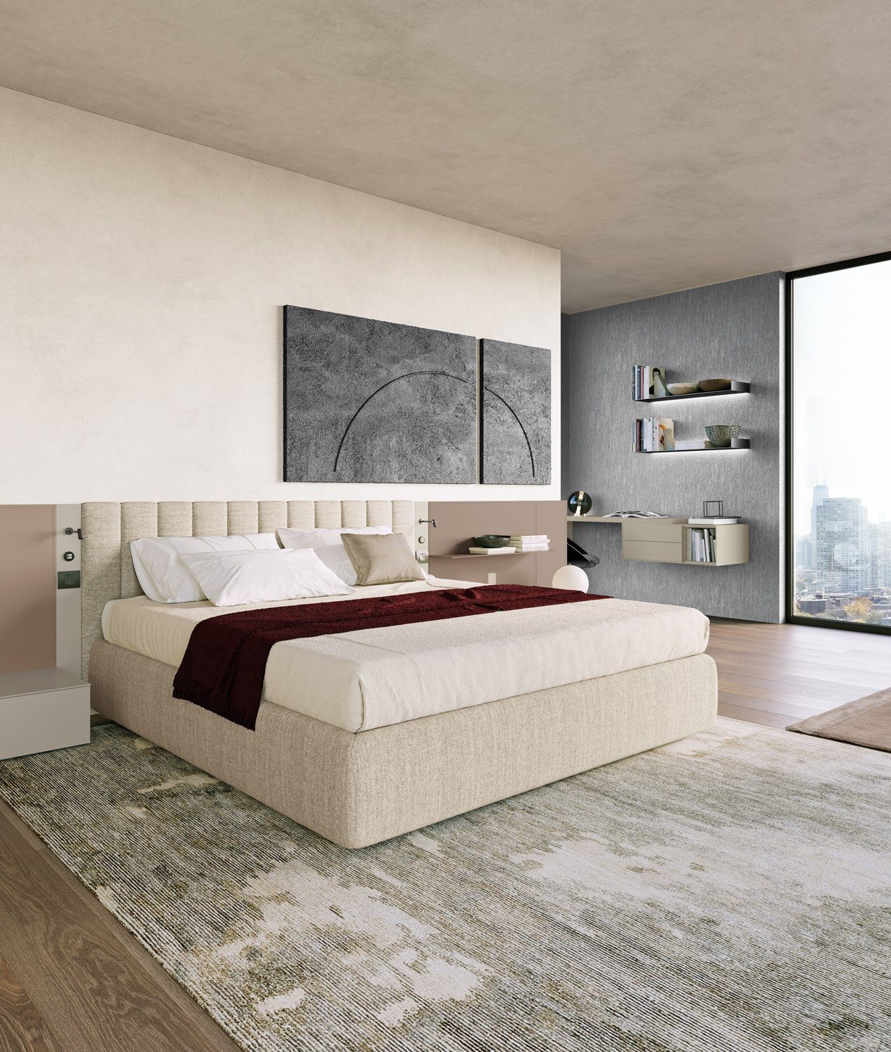 Деревянное изголовье со встроенными тумбочками для двуспальной кровати Dall'Agnese Square ARCH-00029804 - Вид №10