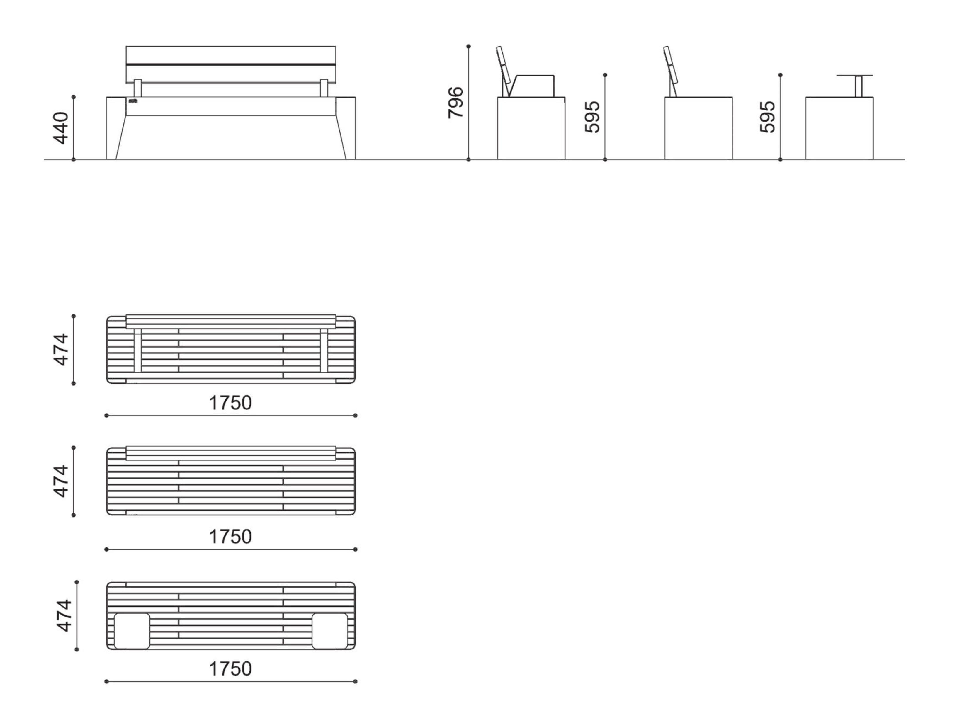 Стальная и деревянная скамья без спинки City Design Fòla ARCH-00048887 - Вид №2